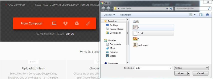 step file to dxf online converter
